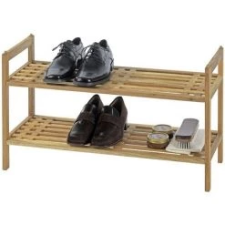 WENKO Etagère à Chaussures Norway - L. 69 X H. 40,5 Cm - 69 X 37 X 40,5 - Marron