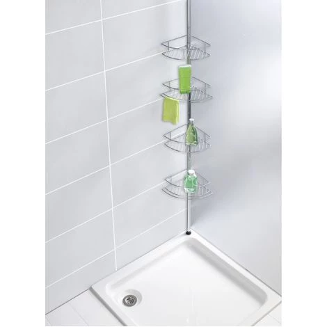 WENKO Etagère De Douche Extensible Dolcedo - L. 31 X H. 65/275 Cm - 25 X 20 X 275 - Argent 4 WENKO Etagère De Douche Extensible Dolcedo - L. 31 X H. 65/275 Cm - 25 X 20 X 275 - Argent – Image 2