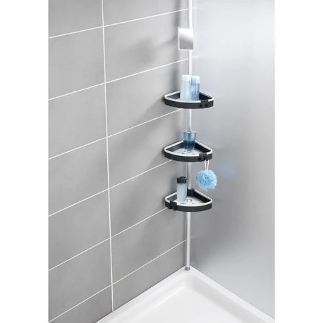WENKO Etagère De Douche Extensible Wave - L. 27 X H. 70/260 Cm - 27 X 20 X 260 - Argent 4 WENKO Etagère De Douche Extensible Wave - L. 27 X H. 70/260 Cm - 27 X 20 X 260 - Argent – Image 2