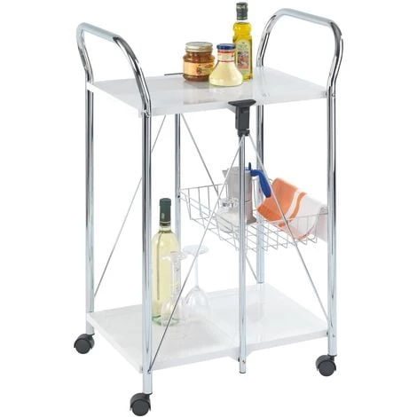 WENKO Desserte De Cuisine Repliable Sunny - L. 56 X H. 90 Cm - 56 X 44 X 90 - Blanc 3 WENKO Desserte De Cuisine Repliable Sunny - L. 56 X H. 90 Cm - 56 X 44 X 90 - Blanc