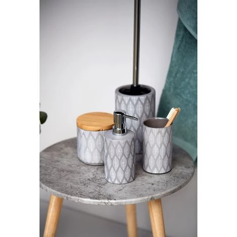 WENKO Pot De Rangement Salle De Bain Design Tupian - Diam. 10 X 10 - Gris 4 WENKO Pot De Rangement Salle De Bain Design Tupian - Diam. 10 X 10 - Gris – Image 2