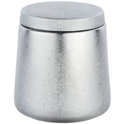 WENKO Pot De Rangement Salle De Bain Design Glimma - Diam. 10 X 11 - Argent