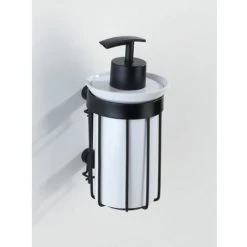WENKO Distributeur De Savon Mural Indus Classic - 8 X 9 X 16 - Noir