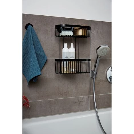 WENKO Etagère Murale De Douche Indus Classic - L. 26 X H. 33 Cm - 26 X 14 X 33 - Noir 6 WENKO Etagère Murale De Douche Indus Classic - L. 26 X H. 33 Cm - 26 X 14 X 33 - Noir – Image 4