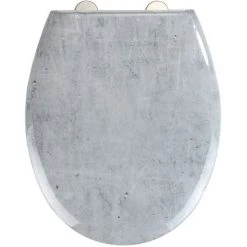 WENKO Abattant WC Effet Marbre Concrete - Abaissement Automatique - Duroplast - 37 X 44 - Gris Clair