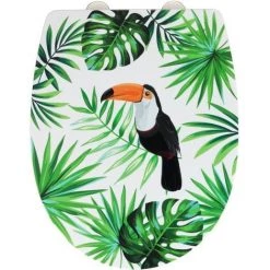 WENKO Abattant WC Exotique Toucan - Abaissement Automatique - Thermoplast - 36 X 45 - Vert