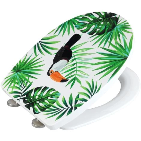 WENKO Abattant WC Exotique Toucan - Abaissement Automatique - Thermoplast - 36 X 45 - Vert 4 WENKO Abattant WC Exotique Toucan - Abaissement Automatique - Thermoplast - 36 X 45 - Vert – Image 2