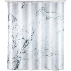 WENKO Rideau De Douche Effet Marbre Onyx - Polyester - 180 X 200 Cm - 180 X 200 - Blanc