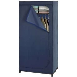 WENKO Armoire Penderie Tissu Business - L. 75 X H. 160 Cm - 75 X 50 X 160 - Bleu Foncé