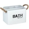 WENKO Boîte De Rangement Compartimentée Salle De Bain Gara - L. 19 X H. 12 Cm - 19 X 13 X 12 - Blanc