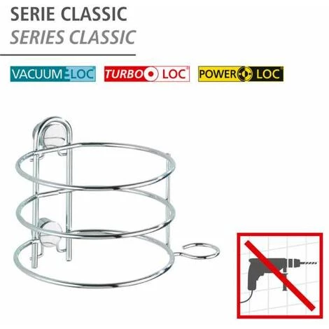 WENKO Support Sèche Cheveux Mural, Porte Sèche Cheveux Mural, Classic, Acier, 13,5x10,5x11 Cm, Brillant - Chromé 7 WENKO Support Sèche Cheveux Mural, Porte Sèche Cheveux Mural, Classic, Acier, 13,5x10,5x11 Cm, Brillant - Chromé – Image 5