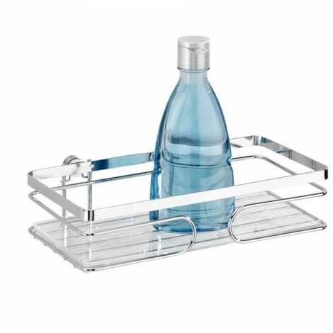 WENKO Etagère Murale Salle De Bain Premium, Panier De Douche Fixation Murale Sans Perçage Avec Adaptateur Non Fourni, Acier Inox, 24x6,5x13,5 Cm, Brillant - Brillant 4 WENKO Etagère Murale Salle De Bain Premium, Panier De Douche Fixation Murale Sans Perçage Avec Adaptateur Non Fourni, Acier Inox, 24x6,5x13,5 Cm, Brillant - Brillant – Image 2