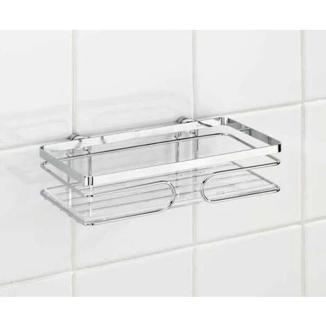 WENKO Etagère Murale Salle De Bain Premium, Panier De Douche Fixation Murale Sans Perçage Avec Adaptateur Non Fourni, Acier Inox, 24x6,5x13,5 Cm, Brillant - Brillant 6 WENKO Etagère Murale Salle De Bain Premium, Panier De Douche Fixation Murale Sans Perçage Avec Adaptateur Non Fourni, Acier Inox, 24x6,5x13,5 Cm, Brillant - Brillant – Image 4