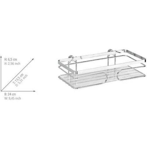 WENKO Etagère Murale Salle De Bain Premium, Panier De Douche Fixation Murale Sans Perçage Avec Adaptateur Non Fourni, Acier Inox, 24x6,5x13,5 Cm, Brillant - Brillant 7 WENKO Etagère Murale Salle De Bain Premium, Panier De Douche Fixation Murale Sans Perçage Avec Adaptateur Non Fourni, Acier Inox, 24x6,5x13,5 Cm, Brillant - Brillant – Image 5