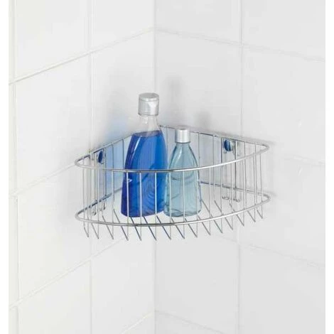 WENKO Etagère D'angle Douche Murale, étagère Angle Salle De Bain, Classic, Acier, 26,5x10x19,5 Cm, Brillant - Chromé 4 WENKO Etagère D'angle Douche Murale, étagère Angle Salle De Bain, Classic, Acier, 26,5x10x19,5 Cm, Brillant - Chromé – Image 2
