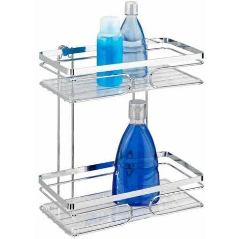 WENKO Etagère Murale Salle De Bain Premium, 2 Paniers De Douche Fixation Murale Sans Perçage Avec Adaptateur Non Fourni, Acier Inox, 24x27x13,5 Cm, Brillant - Brillant 4 WENKO Etagère Murale Salle De Bain Premium, 2 Paniers De Douche Fixation Murale Sans Perçage Avec Adaptateur Non Fourni, Acier Inox, 24x27x13,5 Cm, Brillant - Brillant – Image 2