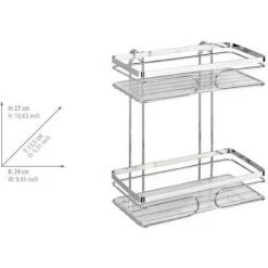 WENKO Etagère Murale Salle De Bain Premium, 2 Paniers De Douche Fixation Murale Sans Perçage Avec Adaptateur Non Fourni, Acier Inox, 24x27x13,5 Cm, Brillant - Brillant 11 WENKO Etagère Murale Salle De Bain Premium, 2 Paniers De Douche Fixation Murale Sans Perçage Avec Adaptateur Non Fourni, Acier Inox, 24x27x13,5 Cm, Brillant - Brillant -WENKO Soldes 13823126 5