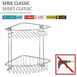 WENKO Etagère D'angle De Douche Classic, 2 Paniers De Douche D'angle, Fixation Murale Sans Perçage Avec Adaptateur Non Fourni, Acier, 26,5x26,5x19,5 Cm, Brillant - Chromé 10 WENKO Etagère D'angle De Douche Classic, 2 Paniers De Douche D'angle, Fixation Murale Sans Perçage Avec Adaptateur Non Fourni, Acier, 26,5x26,5x19,5 Cm, Brillant - Chromé -WENKO Soldes 14177646 4