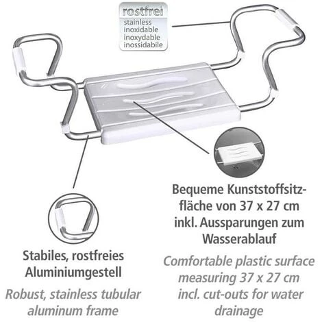 Siège De Bain "Secura Silver- Anthracite", Extensible, Capacité De Charge De 120 Kg Wenko 4 Siège De Bain "Secura Silver- Anthracite", Extensible, Capacité De Charge De 120 Kg Wenko – Image 2