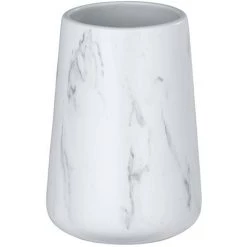 WENKO Gobelet De Salle De Bain Effet Marbre Adrada - Diam. 8 X 12 - Blanc