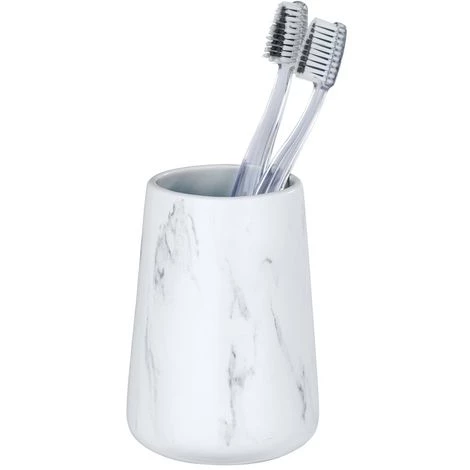 WENKO Gobelet De Salle De Bain Effet Marbre Adrada - Diam. 8 X 12 - Blanc 4 WENKO Gobelet De Salle De Bain Effet Marbre Adrada - Diam. 8 X 12 - Blanc – Image 2