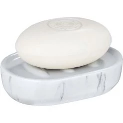 WENKO Porte Savon Effet Marbre Adrada - 12 X 8 X 3 - Blanc