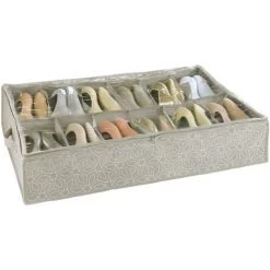 WENKO Boîte Range Chaussure Billy - 12 Paires - 74 X 60 X 15 - Gris