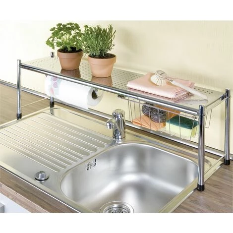 WENKO Etagère Pour évier Expando - 116 X 21 X 27 - Gris 4 WENKO Etagère Pour évier Expando - 116 X 21 X 27 - Gris – Image 2