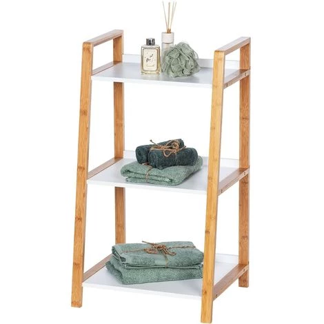 WENKO Etagère De Salle De Bain En Bambou Finja - L. 43 X H. 76 Cm - 43 X 36 X 76 - Blanc 3 WENKO Etagère De Salle De Bain En Bambou Finja - L. 43 X H. 76 Cm - 43 X 36 X 76 - Blanc