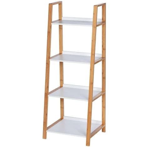 WENKO Etagère De Salle De Bain En Bambou Finja - L. 43 X H. 112 Cm - 43 X 36 X 112 - Blanc 4 WENKO Etagère De Salle De Bain En Bambou Finja - L. 43 X H. 112 Cm - 43 X 36 X 112 - Blanc – Image 2