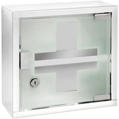 WENKO Armoire à Pharmacie En Inox - L. 25 X L. 25 Cm - 25 X 12 X 25 - Blanc