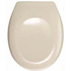 WENKO Abattant WC Bergamo Beige, Abattant WC Avec Fixation Réglable En Acier Inox, Duroplast Antibactérien, 35 X 44.4 Cm, Beige