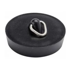 WENKO Bouchon D'évier Cuisine, Bouchon Pour Lavabo Et Baignoire Avec Crochet, Retient Efficacement L'eau, Plastique, ø 45,5 Mm, Noir