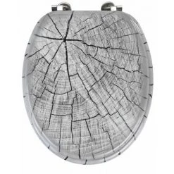 WENKO Abattant WC Original Wood, Abattant WC Avec Fixation En Acier Inox, MDF, 34.5 X 41 Cm, Multicolore