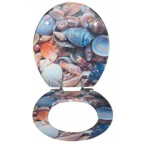 WENKO Abattant WC Avec Frein De Chute, Abattant WC Original Coquillage Avec Fixation Inox, MDF, 38x44.5 Cm, Multicolore 5 WENKO Abattant WC Avec Frein De Chute, Abattant WC Original Coquillage Avec Fixation Inox, MDF, 38x44.5 Cm, Multicolore – Image 3