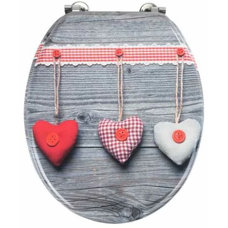 WENKO Abattant WC Avec Frein De Chute, Abattant WC Original Cœur Bavarois Avec Fixation Inox, MDF, 35.5 X 42 Cm, Gris 3 WENKO Abattant WC Avec Frein De Chute, Abattant WC Original Cœur Bavarois Avec Fixation Inox, MDF, 35.5 X 42 Cm, Gris