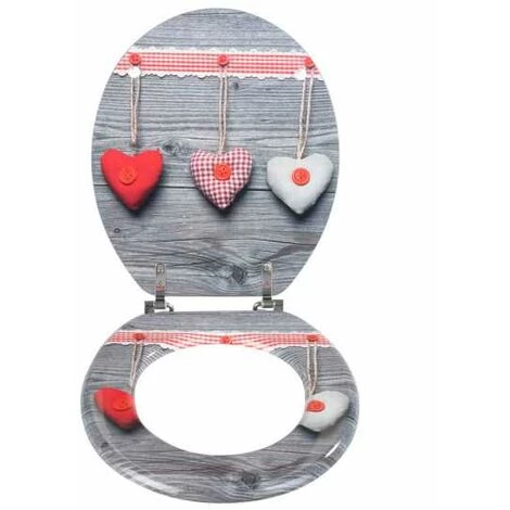 WENKO Abattant WC Avec Frein De Chute, Abattant WC Original Cœur Bavarois Avec Fixation Inox, MDF, 35.5 X 42 Cm, Gris 4 WENKO Abattant WC Avec Frein De Chute, Abattant WC Original Cœur Bavarois Avec Fixation Inox, MDF, 35.5 X 42 Cm, Gris – Image 2