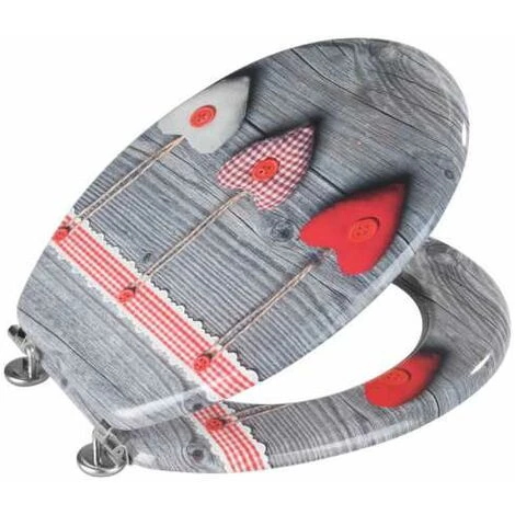 WENKO Abattant WC Avec Frein De Chute, Abattant WC Original Cœur Bavarois Avec Fixation Inox, MDF, 35.5 X 42 Cm, Gris 5 WENKO Abattant WC Avec Frein De Chute, Abattant WC Original Cœur Bavarois Avec Fixation Inox, MDF, 35.5 X 42 Cm, Gris – Image 3