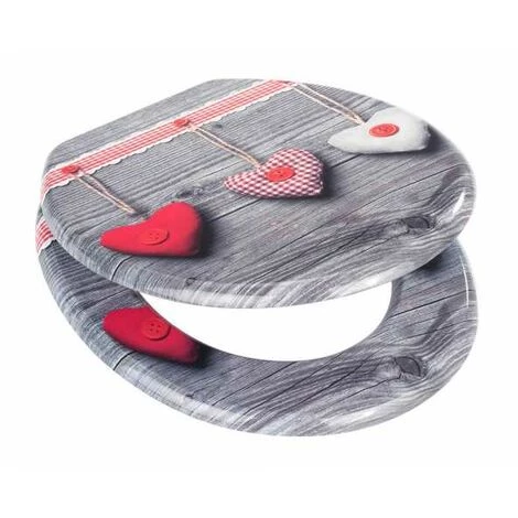 WENKO Abattant WC Avec Frein De Chute, Abattant WC Original Cœur Bavarois Avec Fixation Inox, MDF, 35.5 X 42 Cm, Gris 6 WENKO Abattant WC Avec Frein De Chute, Abattant WC Original Cœur Bavarois Avec Fixation Inox, MDF, 35.5 X 42 Cm, Gris – Image 4