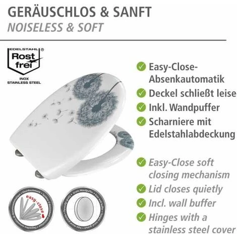 WENKO Abattant WC Avec Frein De Chute, Abattant WC Original, "Astera", Fixation Inox, Duroplast Antibactérien, 38x45 Cm, Multicolore 4 WENKO Abattant WC Avec Frein De Chute, Abattant WC Original, "Astera", Fixation Inox, Duroplast Antibactérien, 38x45 Cm, Multicolore – Image 2