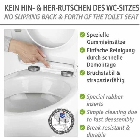 WENKO Abattant WC Avec Frein De Chute, Abattant WC Original, "Astera", Fixation Inox, Duroplast Antibactérien, 38x45 Cm, Multicolore 5 WENKO Abattant WC Avec Frein De Chute, Abattant WC Original, "Astera", Fixation Inox, Duroplast Antibactérien, 38x45 Cm, Multicolore – Image 3