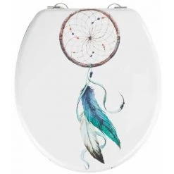 WENKO Abattant WC Original Attrape-rêves, Abattant WC Avec Fixation Inox, MDF, 37x41 Cm, Multicolore