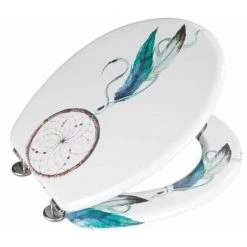 WENKO Abattant WC Original Attrape-rêves, Abattant WC Avec Fixation Inox, MDF, 37x41 Cm, Multicolore -WENKO Soldes 15852771 3