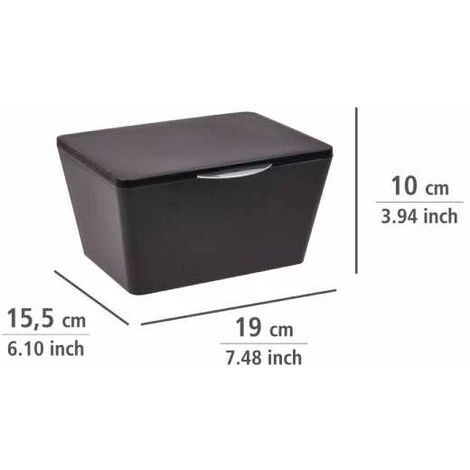 WENKO Boîte Avec Couvercle Brasil, Panier De Rangement, Panier De Salle De Bain Avec Couvercle, Plastique (PET), 19 X 10 X 15.5 Cm, Noir 6 WENKO Boîte Avec Couvercle Brasil, Panier De Rangement, Panier De Salle De Bain Avec Couvercle, Plastique (PET), 19 X 10 X 15.5 Cm, Noir – Image 4