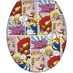 WENKO Soldes 11 WENKO Abattant WC Original "Pop Art", Abattant WC Avec Frein De Chute Et Fixation Inox, Duroplast Antibactérien, 38 X 45 Cm, Multicolore