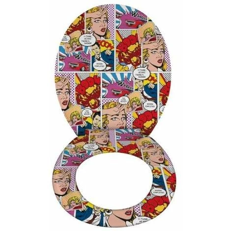 WENKO Abattant WC Original "Pop Art", Abattant WC Avec Frein De Chute Et Fixation Inox, Duroplast Antibactérien, 38 X 45 Cm, Multicolore 4 WENKO Abattant WC Original "Pop Art", Abattant WC Avec Frein De Chute Et Fixation Inox, Duroplast Antibactérien, 38 X 45 Cm, Multicolore – Image 2