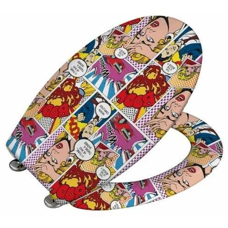 WENKO Abattant WC Original "Pop Art", Abattant WC Avec Frein De Chute Et Fixation Inox, Duroplast Antibactérien, 38 X 45 Cm, Multicolore 5 WENKO Abattant WC Original "Pop Art", Abattant WC Avec Frein De Chute Et Fixation Inox, Duroplast Antibactérien, 38 X 45 Cm, Multicolore – Image 3