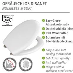 WENKO Abattant WC Avec Frein De Chute Rieti, Abattant WC Clipsable Avec Fixation Inox, Capacité De Charge Jusqu'à 300 Kg, Duroplast Antidérapant, 37 X 44.5 Cm, Blanc 9 WENKO Abattant WC Avec Frein De Chute Rieti, Abattant WC Clipsable Avec Fixation Inox, Capacité De Charge Jusqu'à 300 Kg, Duroplast Antidérapant, 37 X 44.5 Cm, Blanc -WENKO Soldes 15852787 3