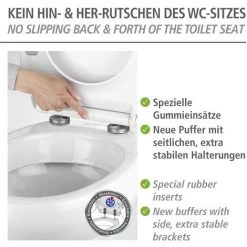WENKO Abattant WC Avec Frein De Chute Rieti, Abattant WC Clipsable Avec Fixation Inox, Capacité De Charge Jusqu'à 300 Kg, Duroplast Antidérapant, 37 X 44.5 Cm, Blanc 10 WENKO Abattant WC Avec Frein De Chute Rieti, Abattant WC Clipsable Avec Fixation Inox, Capacité De Charge Jusqu'à 300 Kg, Duroplast Antidérapant, 37 X 44.5 Cm, Blanc -WENKO Soldes 15852787 4
