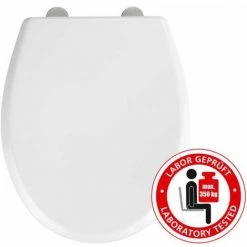 WENKO Abattant WC Avec Frein De Chute Gubbio, Abattant WC Clipsable Avec Fixation Inox, Capacité De Charge Jusqu'à 300 Kg, Duroplast Antibactérien, 37 X 44.5 Cm, Blanc -WENKO Soldes 15852788 4